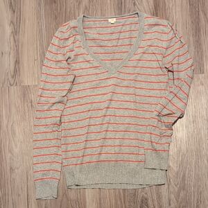 J. Crew Gray and Orange Striped Sweater